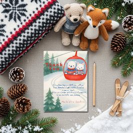 Invitación Après Bébé Ski Baby Woodland animals Thank You