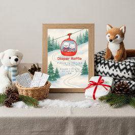 Invitación Après Bébé ski baby Woodland Diaper Raffle Table