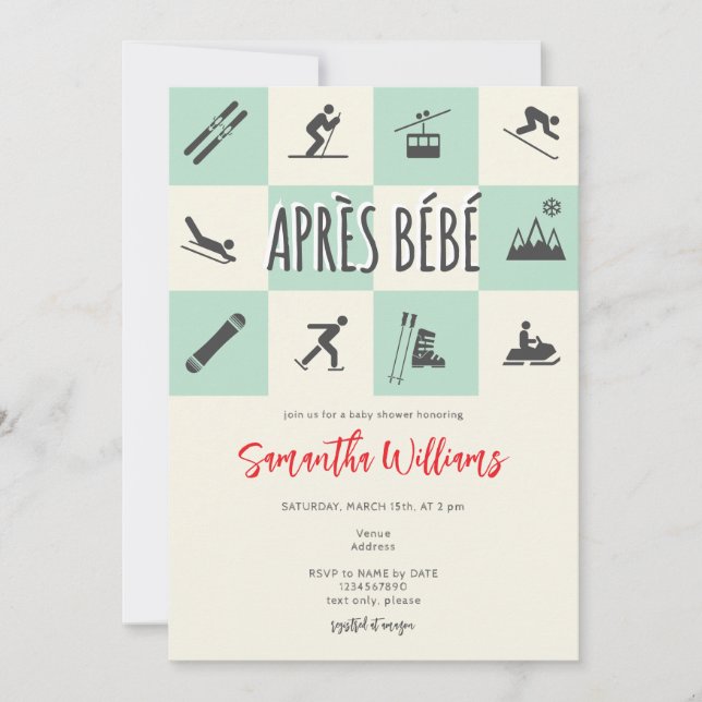 Invitación Apres Ski Apres Bebe Retro Moda Winter Baby Shower (Anverso)