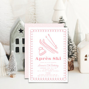 Invitación Après Ski Après, guiado por la mano, cumpleaños de