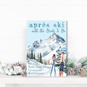 Invitación Apres Ski Invierno Esquí Acuarela Despedida de Sol