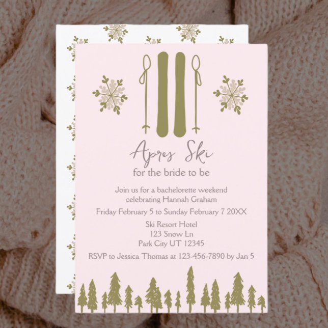 Invitación Apres Ski Pink Bachelorette Party (Subido por el creador)