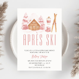 Invitación Apres Ski Pink Winger Nesting Baby Shower