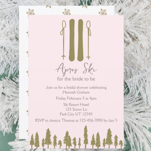 Invitación Apres Ski Pink Winter Bridal Shower (Subido por el creador)