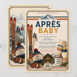 Invitación Après Ski Retro Alpine Chalet Baby Shower