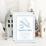 Invitación Après Ski Winter Birthday<br><div class="desc">Invite a amigos y familiares a calentarse después de las pistas con esta fiesta de cumpleaños Après. El diseño frontal incluye esquís dibujados a mano, postes, un beanie acogedor y un caña de caramelo juguetón, todo enmarcado por un borde de doodle rizado en azul hielo contra un fondo blanco y...</div>