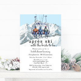 Invitación Apres Ski Winter Ski Lift Watercolor Ducha Nupcial