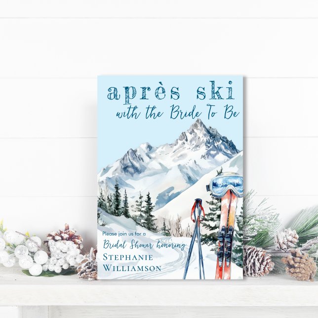 Invitación Apres Ski Winter Skiter Watercolor Bridal Shower (Subido por el creador)