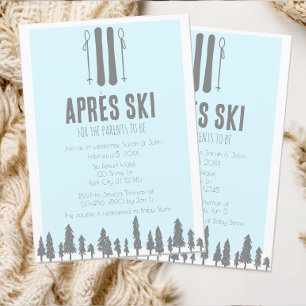 Invitación Apres Ski Winter Theme Blue Baby Shower