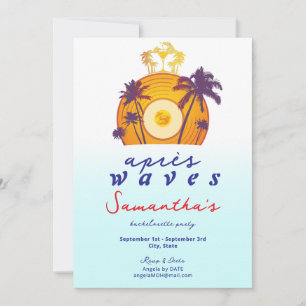 Invitación Après Waves Retro Vinyl Playa Costera Despedida de