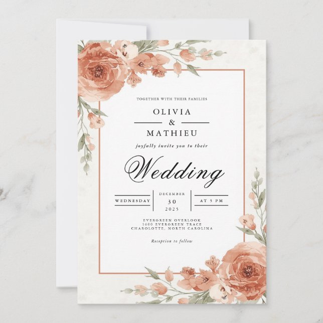Invitación Apricot Blossom Flourish Wedding (Anverso)