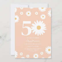 Apricot Daisy 50th Birthday Invitation