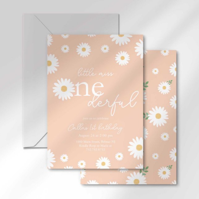Invitación Apricot Daisy Little Miss Onederful (Subido por el creador)