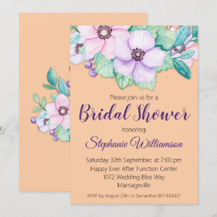 Invitación Apricot Floral Bridal Shower