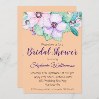 Invitación Apricot Floral Bridal Shower
