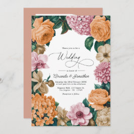 Invitación Apricot Nectar, Peony Pink & Warm Sand Wedding