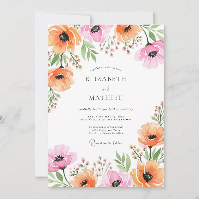 Invitación Apricot Pink Alluring Spring Wedding (Anverso)