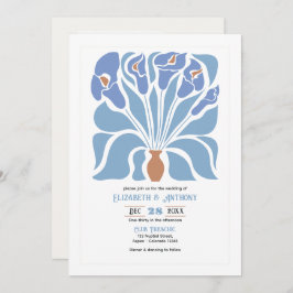 Invitación Apricot & Sky Blue Abstract Floral Boho Wedding