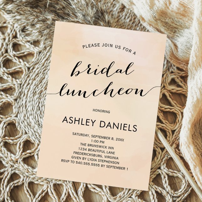 Invitación Apricot Watercolor Bridal Luncheon (Subido por el creador)