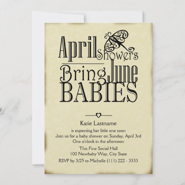 Invitación April Showers June Baby (Anverso)