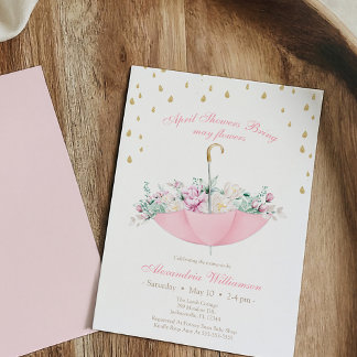 Invitación April Showers puede paraguas florida Bebé ducha