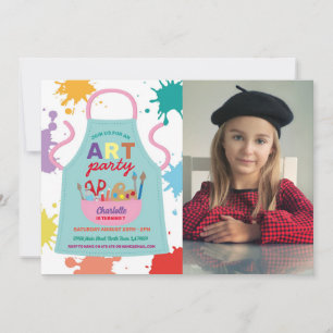 Invitación Aprón de pintura de dibujos de dibujo de Fiesta de