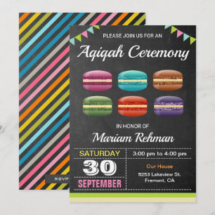 Invitación Aqeeqah de Macarons dulce y dulce   Ceremonia Aqiq