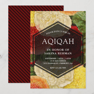 Invitación Aqeeqah geométrica de la flor vintada  Aqiqah