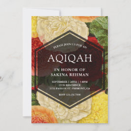 Invitación Aqeeqah geométrica de la floración vintage | Aqiqa