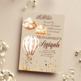 Invitación Aqiqah, bebé islámico neutral