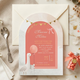Invitación Aqiqah editable para bebé niña   Cute Go de forma 