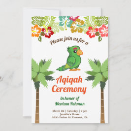 Invitación Aqiqah, el bebé loro de la selva tropical