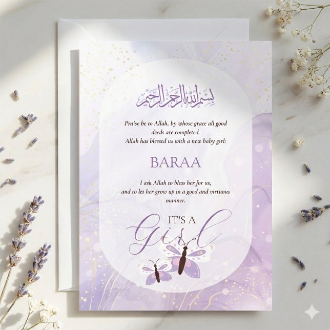 Invitación Aqiqah Invitation Baby Naming Ceremony It’s a Girl (Subido por el creador)