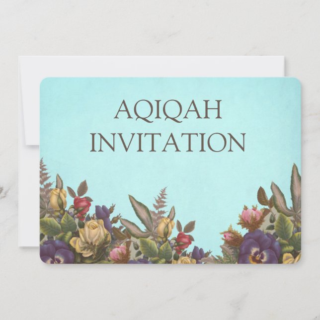 Invitación Aqiqah, niña floral rubia cosechada en cosecha (Anverso)