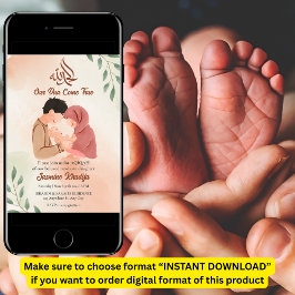 Invitación Aqiqah, nueva madre musulmana y bebé recién nacida