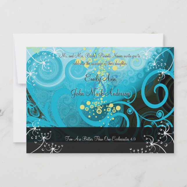 Invitación Aqua Azul Limón Amarillo Flor de Cala- (Anverso)