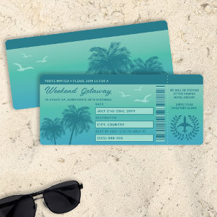 Invitación Aqua Azul Pase de Abordaje Falso Cumpleaños Tropic