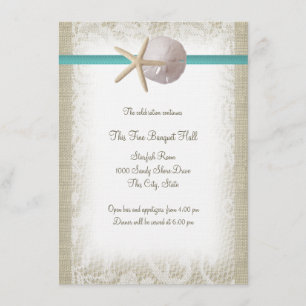 Invitación Aqua Beach Burlap y la recepción del Lace