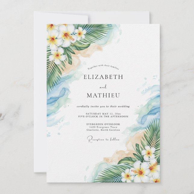 Invitación Aqua Blissful Coastal Wedding (Anverso)