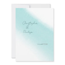 Aqua Blue Caligrafía Aquarela Save the Date