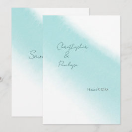 Invitación Aqua Blue Caligrafía Aquarela Save the Date