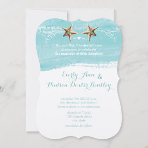 Invitación Aqua Blue Destination Beach Starfish Boda