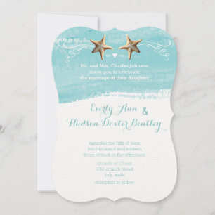 Invitación Aqua Blue Destination Beach Starfish Boda