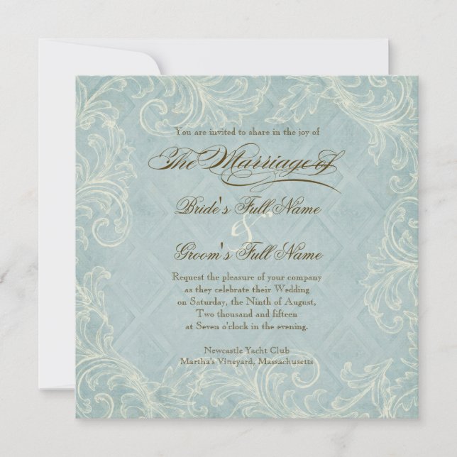Invitación Aqua Blue Hydrangea Swirl Boda Floral Flor (Anverso)