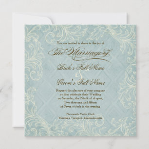 Invitación Aqua Blue Hydrangea Swirl Boda Floral Flor