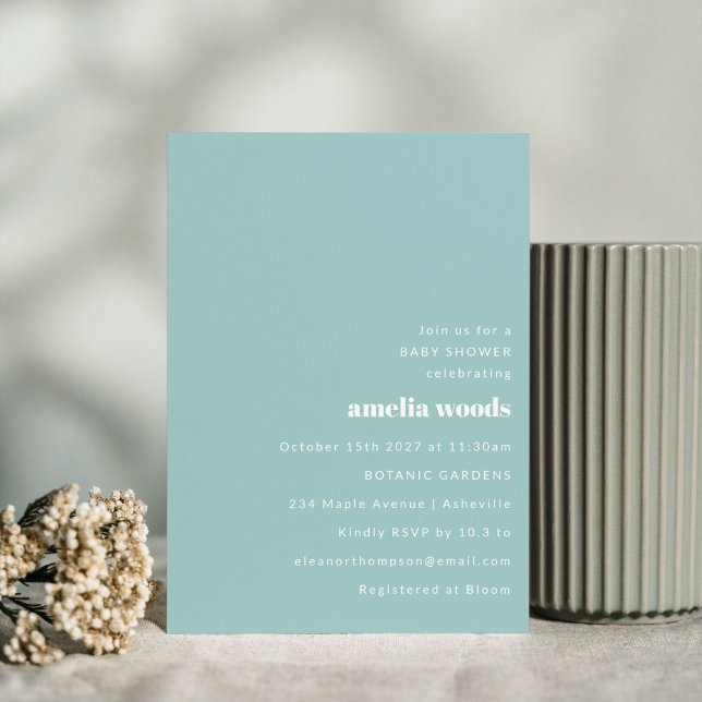 Invitación Aqua Blue Minimalista Modern Cute Baby Shower (Subido por el creador)