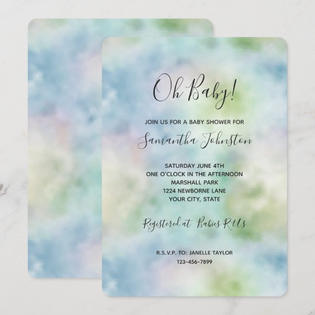 Invitación Aqua Blue Mint   (Anverso / Reverso)