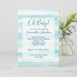 Invitación Aqua Blue Ocean Mint Rayas de color blanco