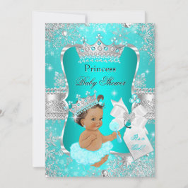 Invitación Aqua Blue Princess Verde azulado Baby Shower Brune