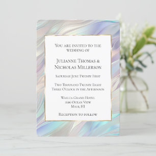 Invitación Aqua Blue Purple Pearl White Boda